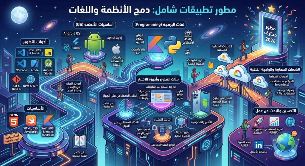 خارطة طريق mobile app developer في 2026: دليل شامل mobil app dev 2