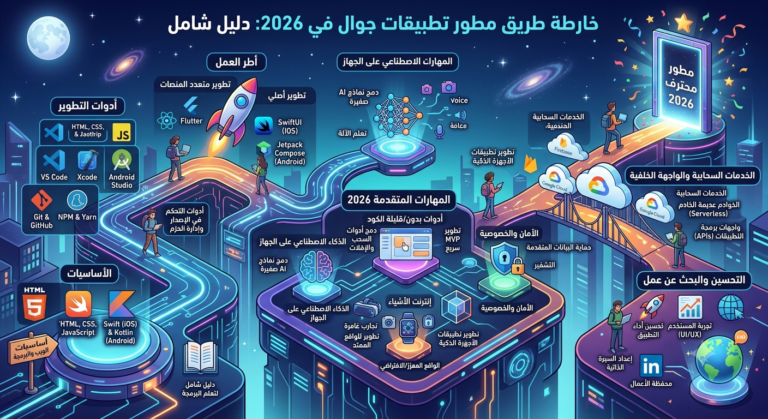 خارطة طريق mobile app developer في 2026: دليل شامل mobile app dev