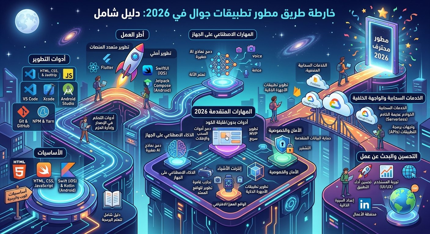 خارطة طريق mobile app developer في 2026: دليل شامل mobile app dev